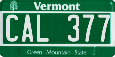 VT license plate CAL377