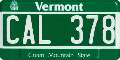 VT license plate CAL378