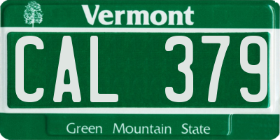 VT license plate CAL379