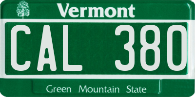 VT license plate CAL380