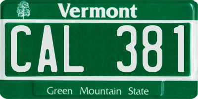 VT license plate CAL381