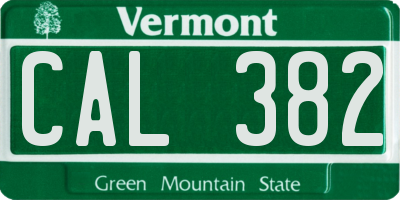 VT license plate CAL382