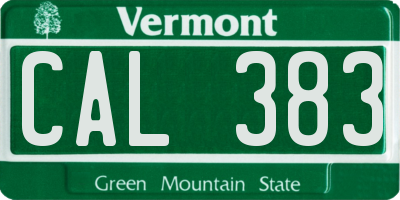 VT license plate CAL383