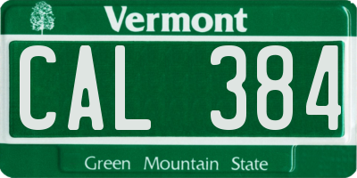 VT license plate CAL384