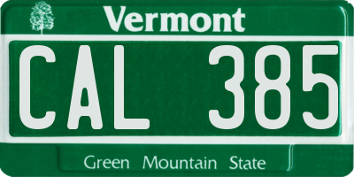 VT license plate CAL385