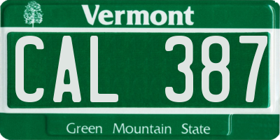 VT license plate CAL387