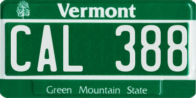 VT license plate CAL388