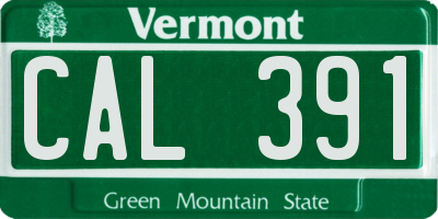 VT license plate CAL391