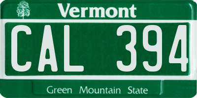 VT license plate CAL394