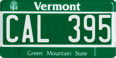 VT license plate CAL395