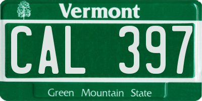 VT license plate CAL397