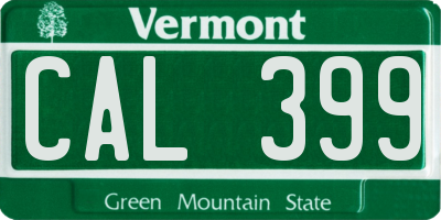 VT license plate CAL399