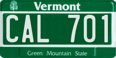 VT license plate CAL701