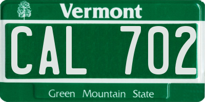 VT license plate CAL702