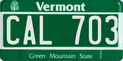 VT license plate CAL703