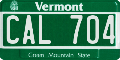 VT license plate CAL704