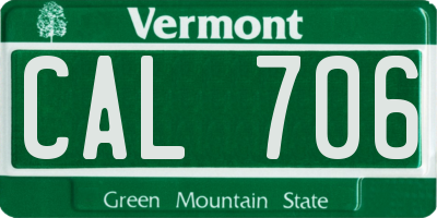 VT license plate CAL706