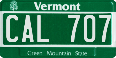 VT license plate CAL707