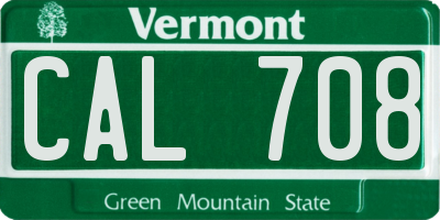 VT license plate CAL708