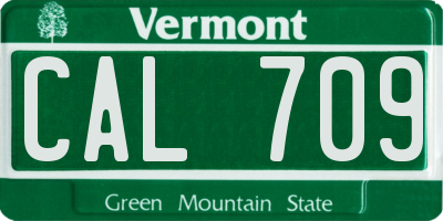 VT license plate CAL709
