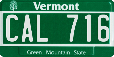 VT license plate CAL716