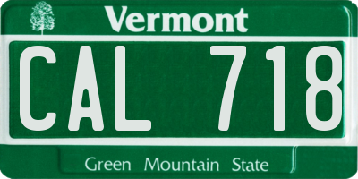 VT license plate CAL718