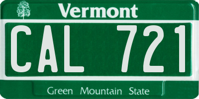 VT license plate CAL721