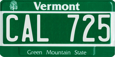 VT license plate CAL725