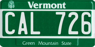 VT license plate CAL726
