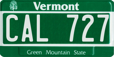 VT license plate CAL727
