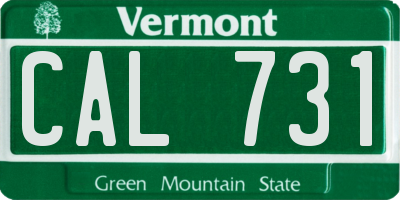 VT license plate CAL731