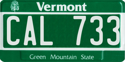 VT license plate CAL733