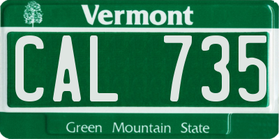 VT license plate CAL735