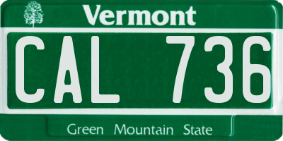 VT license plate CAL736