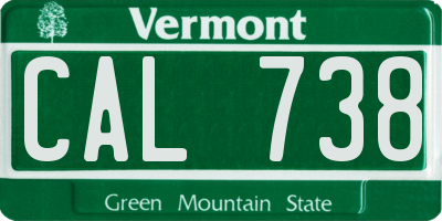 VT license plate CAL738