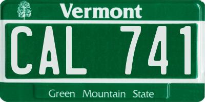VT license plate CAL741