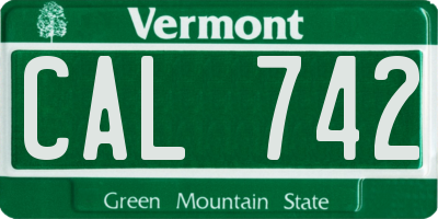 VT license plate CAL742