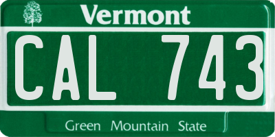 VT license plate CAL743