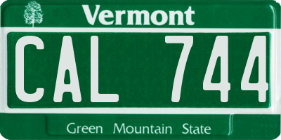VT license plate CAL744