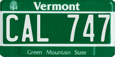 VT license plate CAL747