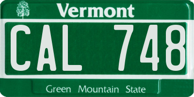 VT license plate CAL748