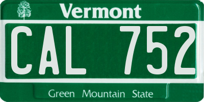 VT license plate CAL752