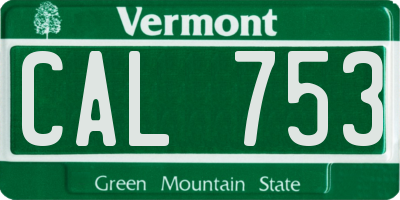 VT license plate CAL753