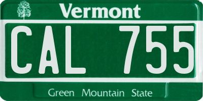 VT license plate CAL755