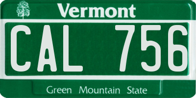 VT license plate CAL756