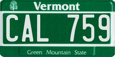 VT license plate CAL759
