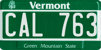 VT license plate CAL763