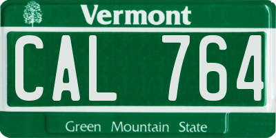 VT license plate CAL764