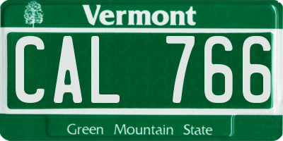 VT license plate CAL766