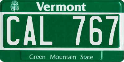 VT license plate CAL767